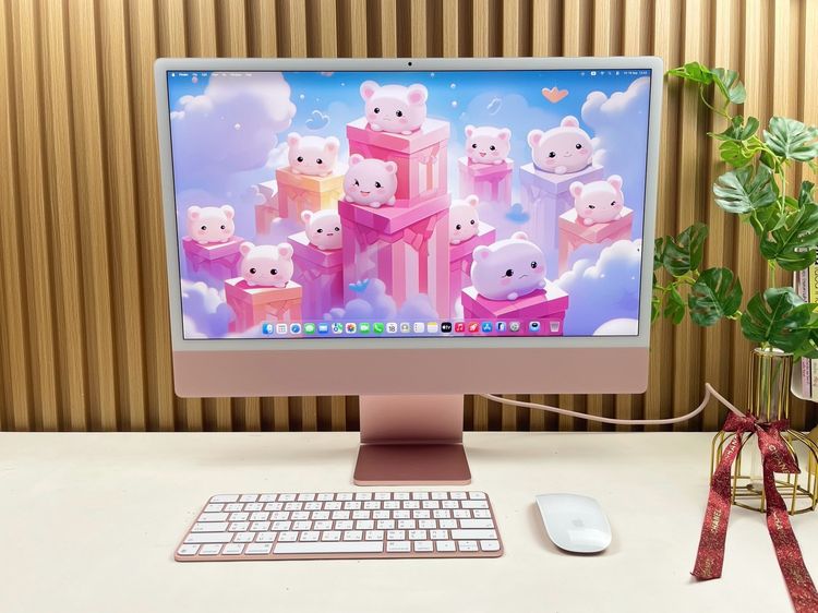 Apple แมค โอเอส 8 กิกะไบต์ อื่นๆ ไม่ใช่ iMac 24-inch M1 2021 Ram8GB SSD256GB Pink CPU-8 Core , GPU-7 Core 2Ports 