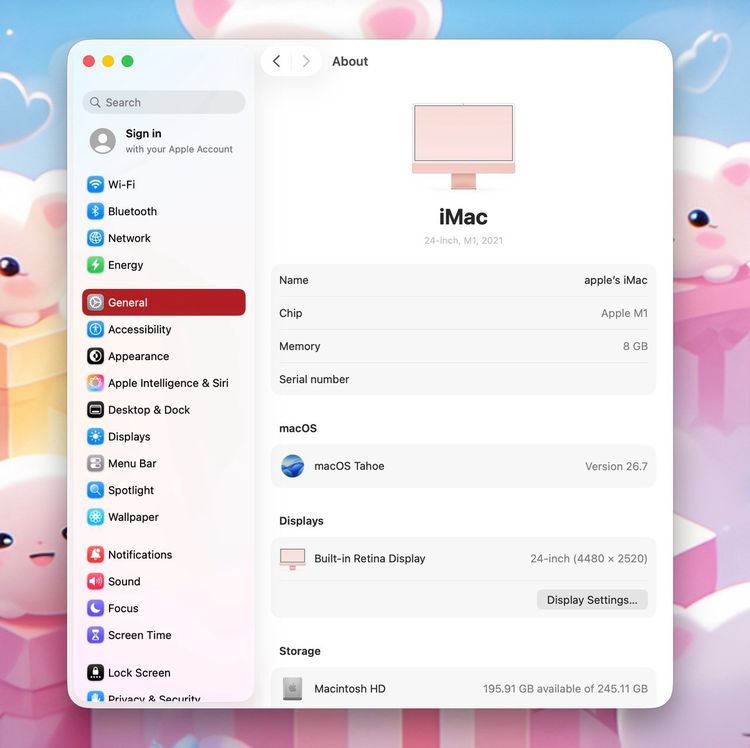 iMac 24-inch M1 2021 Ram8GB SSD256GB Pink CPU-8 Core , GPU-7 Core 2Ports  รูปที่ 14