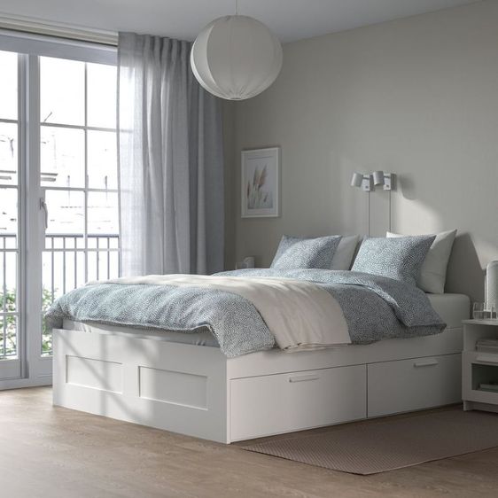 เตียงนอน+หัวเตียง 6 ฟุต IKEA รุ่น BRIMNES รูปที่ 2