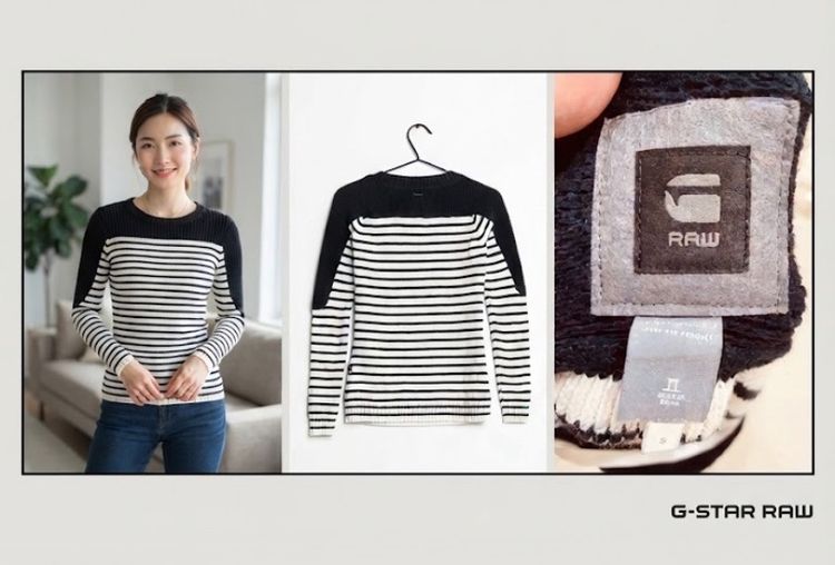 เสื้อกันหนาว G-Star RAW  เสื้อกันหนาวไหมพรมลายทางสุดชิคจาก G-Star RAW แท้ 💯