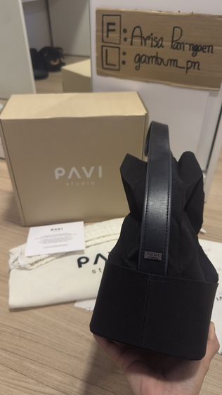 กระเป๋าPavi Studio - W buckle กระเป๋าผ้าอัดพลีทลาย W สายหนังแท้ (มือ2) รูปที่ 6