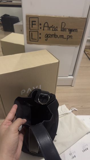 กระเป๋าPavi Studio - W buckle กระเป๋าผ้าอัดพลีทลาย W สายหนังแท้ (มือ2) รูปที่ 11