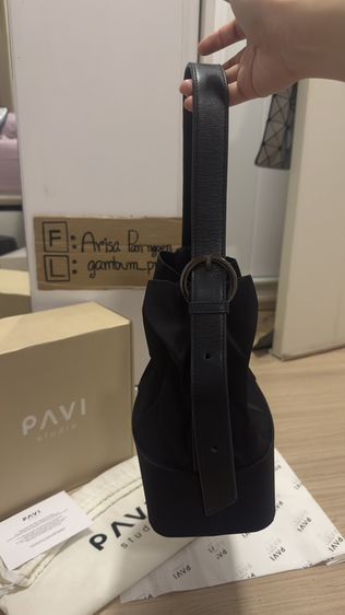 กระเป๋าPavi Studio - W buckle กระเป๋าผ้าอัดพลีทลาย W สายหนังแท้ (มือ2) รูปที่ 4