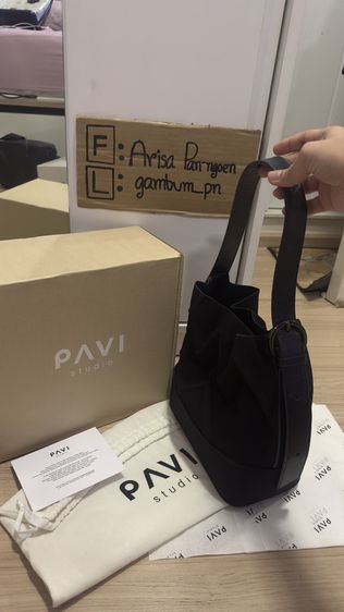 กระเป๋าPavi Studio - W buckle กระเป๋าผ้าอัดพลีทลาย W สายหนังแท้ (มือ2) รูปที่ 2