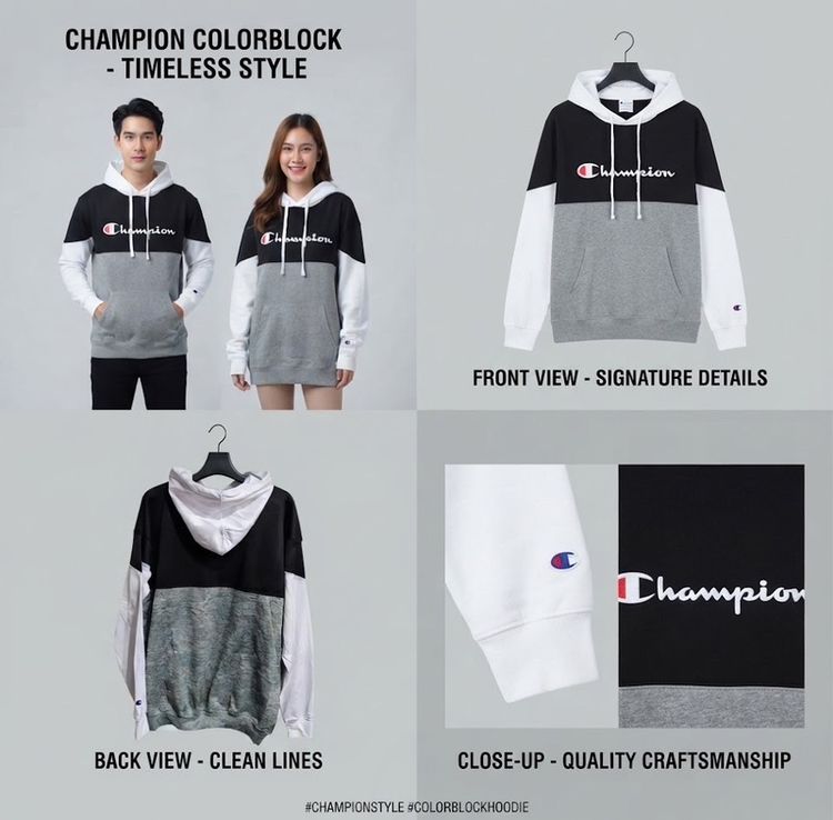 อื่นๆ ไม่ระบุ อื่นๆ เสื้อฮู้ด Champion แท้ 💯 สไตล์ Colorblock ไซส์ LT อก 45 ยาว 28 สภาพสวย