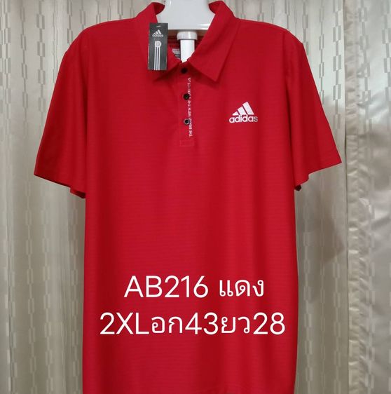  ADIDAS  ราคา 280 บาท  ส่งฟรี เก็บปลายทางไม่บวกเพิ่ม เสื้อยืดคอปกสีแดงมือ 1  งานนำเข้า