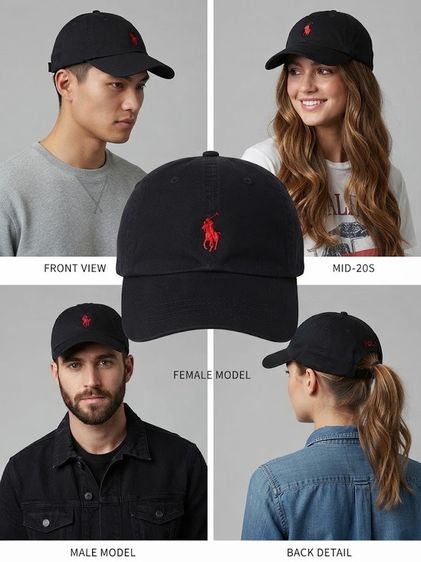 หมวกและหมวกแก๊ป หมวกแบรนด์แท้ 💯หมวก Polo Ralph Lauren แท้ 100% สีดำ โลโก้ม้าแดง สภาพนางฟ้า งานสวยกริ๊บ ราคารวมส่ง
