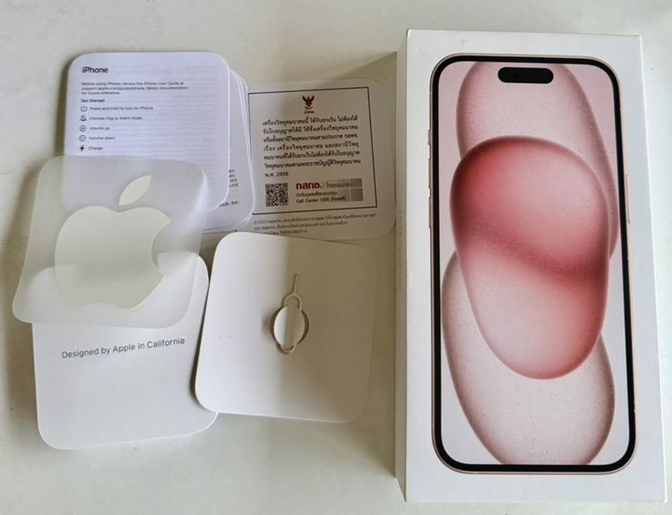 กล่อง IPhone 15 สีชมพู ของแท้พร้อมของในกล่องตามภาพ สภาพดีมาก
