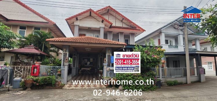 บ้านเดี่ยว 2 ชั้น 59.8 ตร.ว. หมู่บ้านทรัพย์หมื่นแสน 1 ใกล้แยกปทุมวิไล ถนนปทุมธานี-บางเลน ถนนราชพฤกษ์345 เมืองปทุมธานี ปทุมธานี