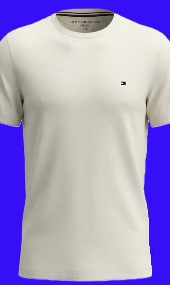 Tommy Hilfiger Essential  Classic Flag Logo Crew Neck T-Shirt off-white