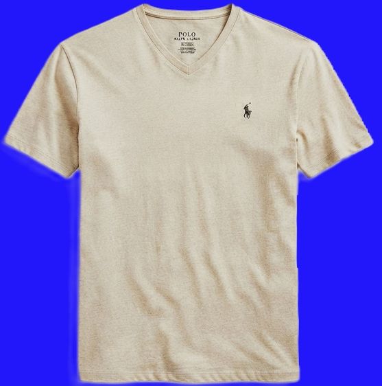 เสื้อทีเชิ้ต EU 42 เบจ แขนสั้น Polo Ralph Lauren Classic Fit Jersey V-Neck T-Shirt